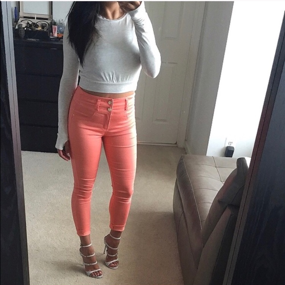 Peach coral jeggings